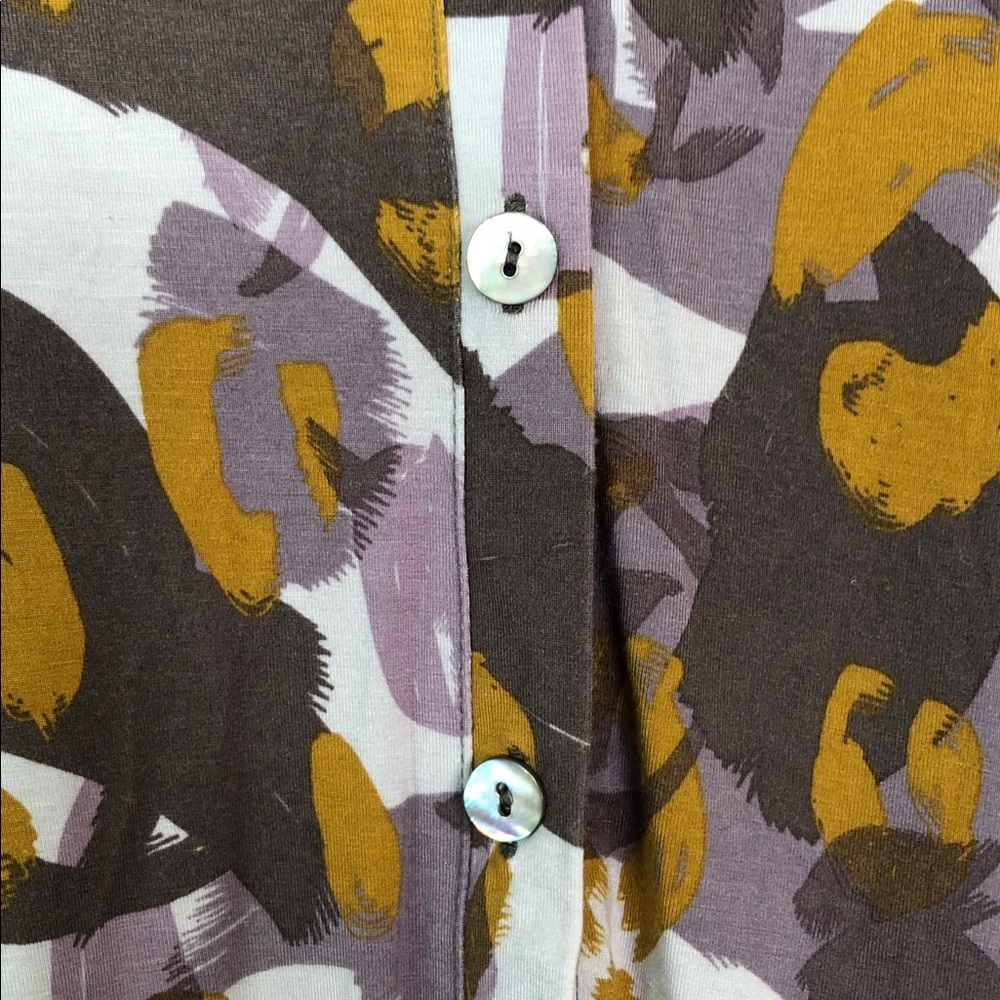 LOGO Lori Goldstein Women's Abstract Button Down  Purple/Tan/Brown Tunic Size XS - Picture 4 of 13